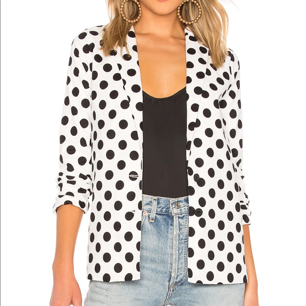 NWT L’Academie White w/black polka dots bl…
